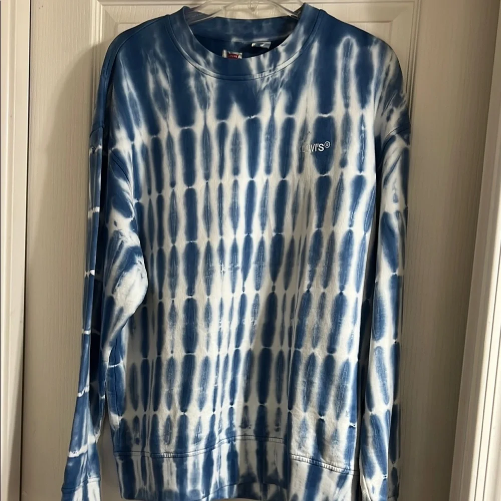 Levi's Men’s Blue and White Tie-Dye‎ Long Sleeve Shirt Size M